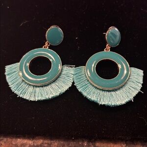 Sugarfix Teal Fringe Hoop Earrings